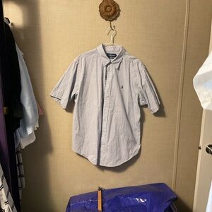 Ralph Lauren Men's Blue Striped Button Down Shirt